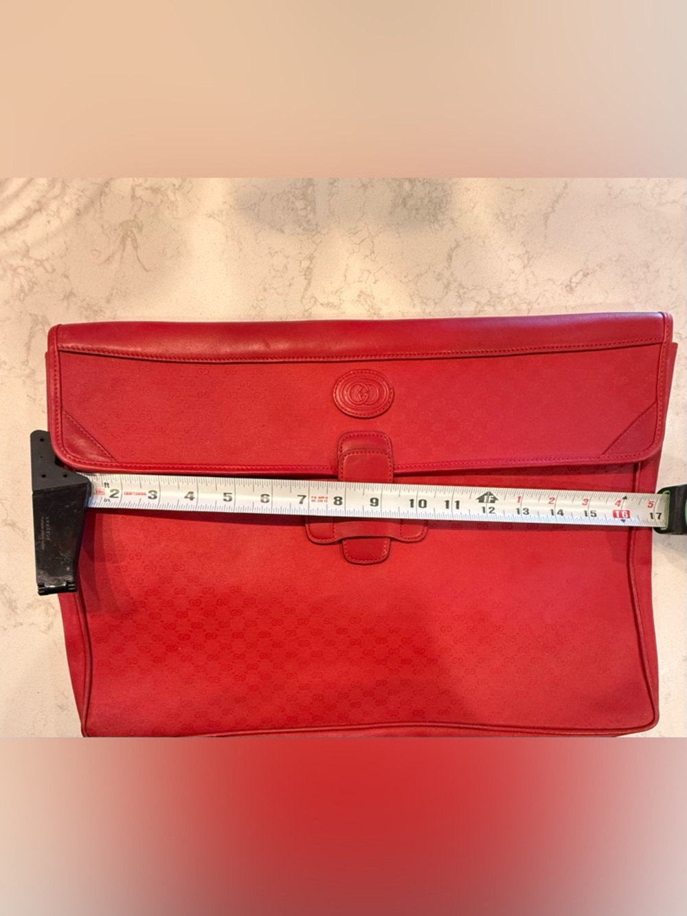 Vintage Gucci Beige and Red Leather Interior Zip portfolio bag - Picture 10 of 11